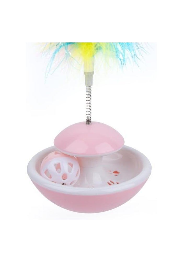 DAISO Colorful Cat Toy with Feather Spring - Pink - Image 2